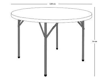 Mesa redonda dobrável 120 cm